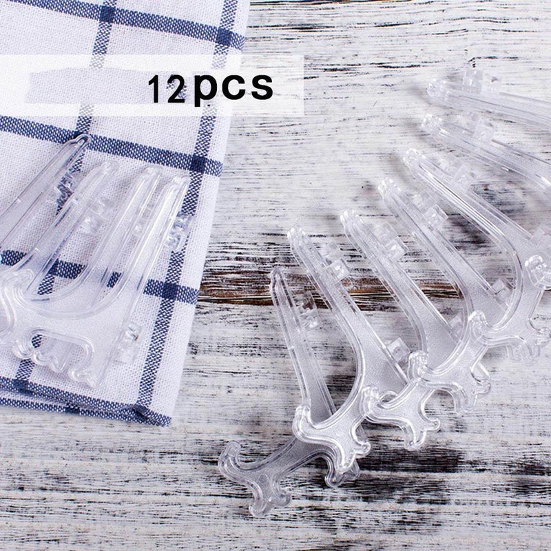 SK 3" High Clear Plastic Display Stands Plate Holders to Display Pictures, Cookie, Placecards, Pack of 12 Easels (Clear) - Image 3
